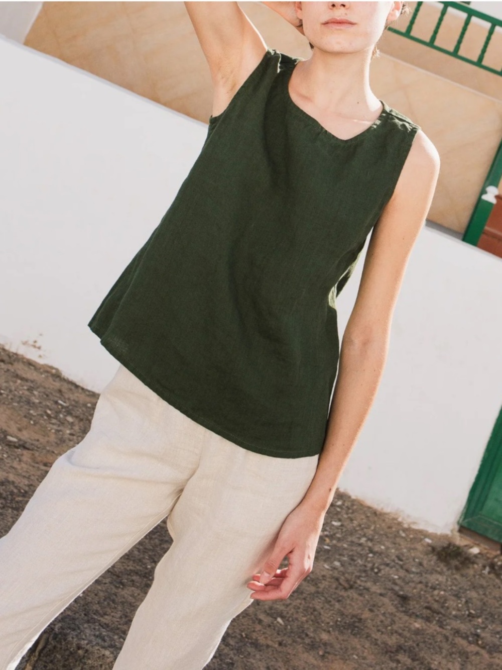 notPERFECT Yellow Linen VIENNA tank top Size S/M - Picture 5 of 6